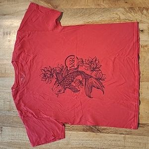 Y&R, Red t-shirt with tattoo style fish graphic